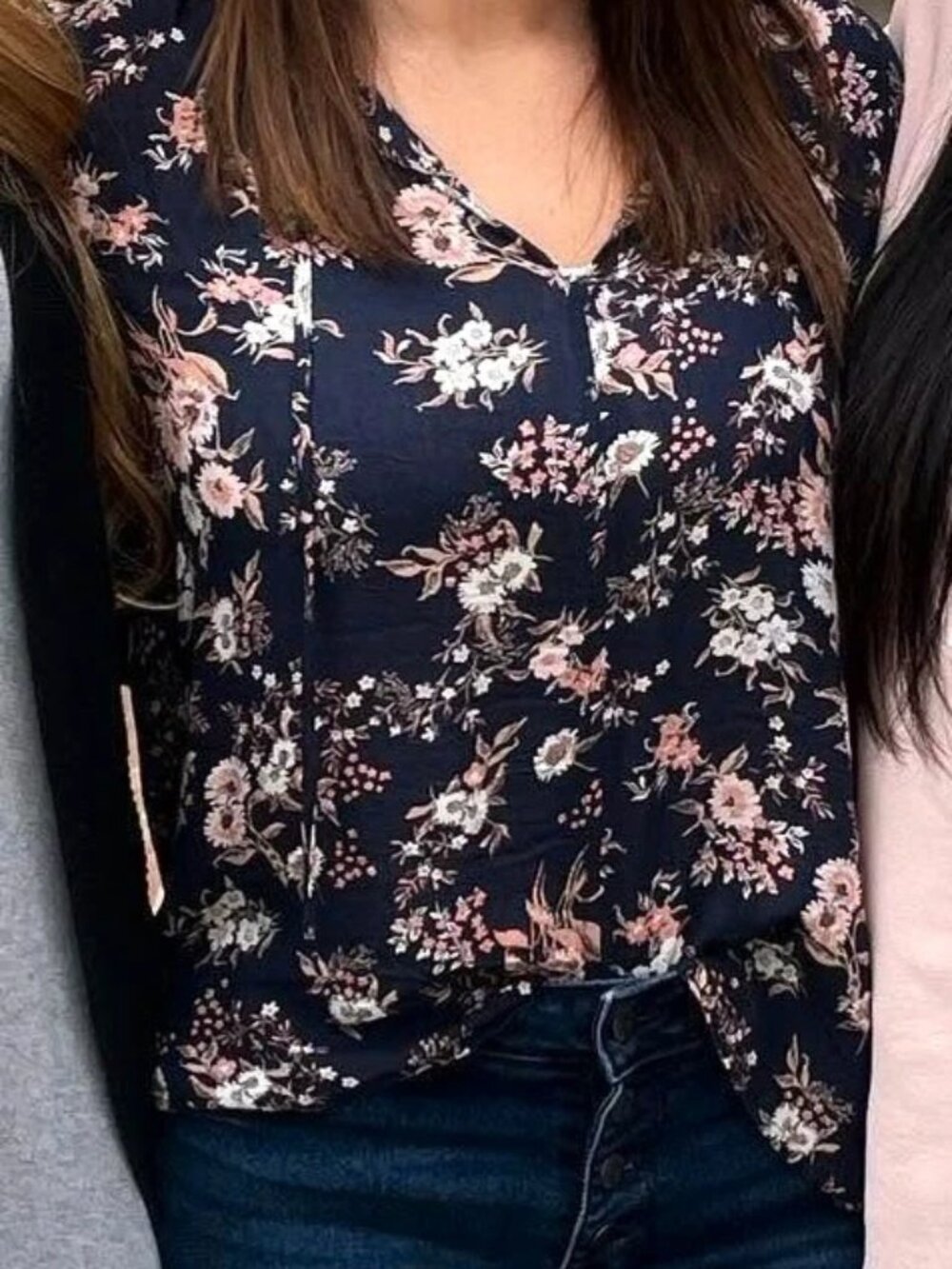 Women's Floral Flare Sleeve Blouse - Small - Fall